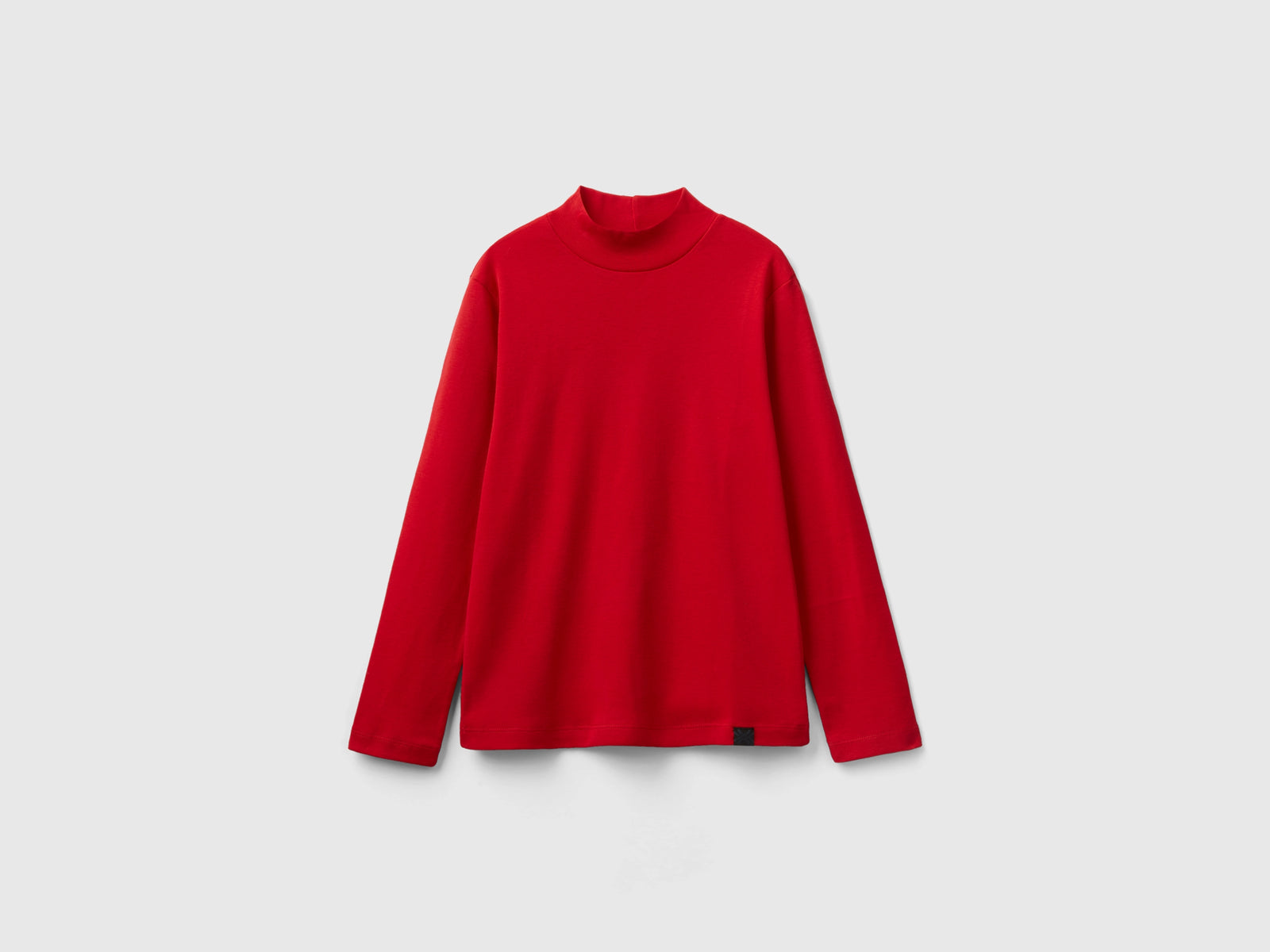 T-shirt lupetto a costine da bambino rosso | Benetton Outlet