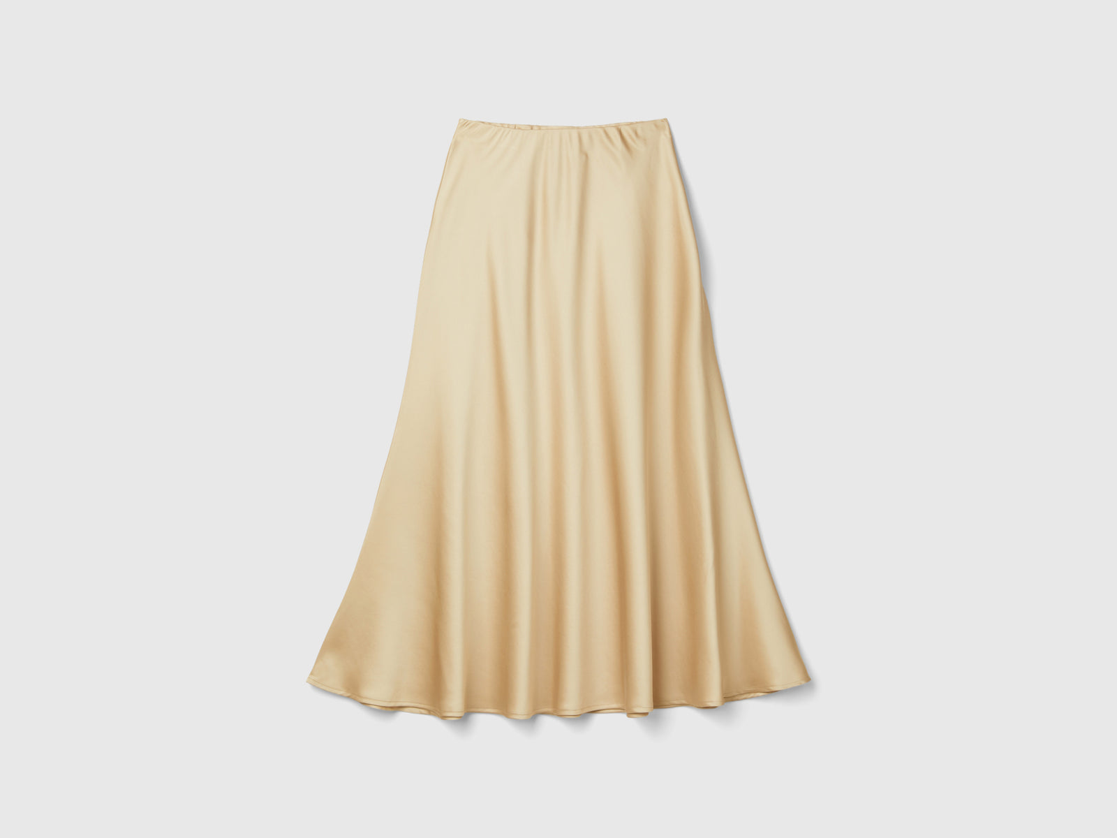 Gonna fluida effetto satin da donna beige | Benetton Outlet