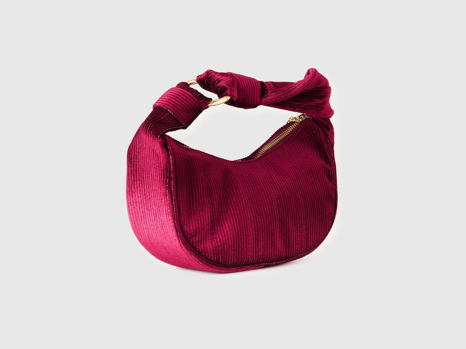 Borsa hobo in velluto con lurex da donna prugna 2 | Benetton Outlet