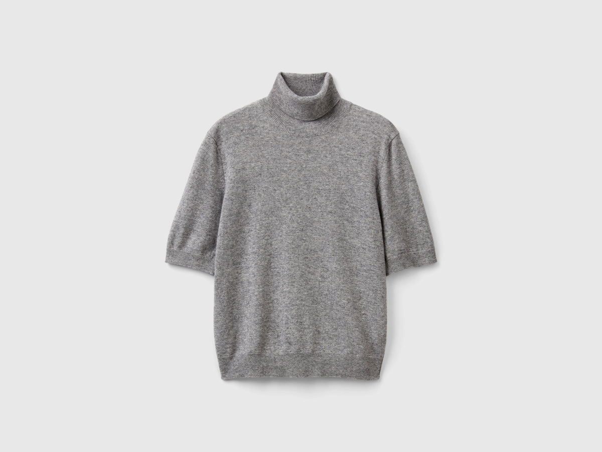 Dolcevitao a manica corta in misto cashmere