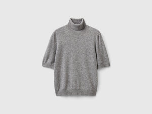 Dolcevitao a manica corta in misto cashmere