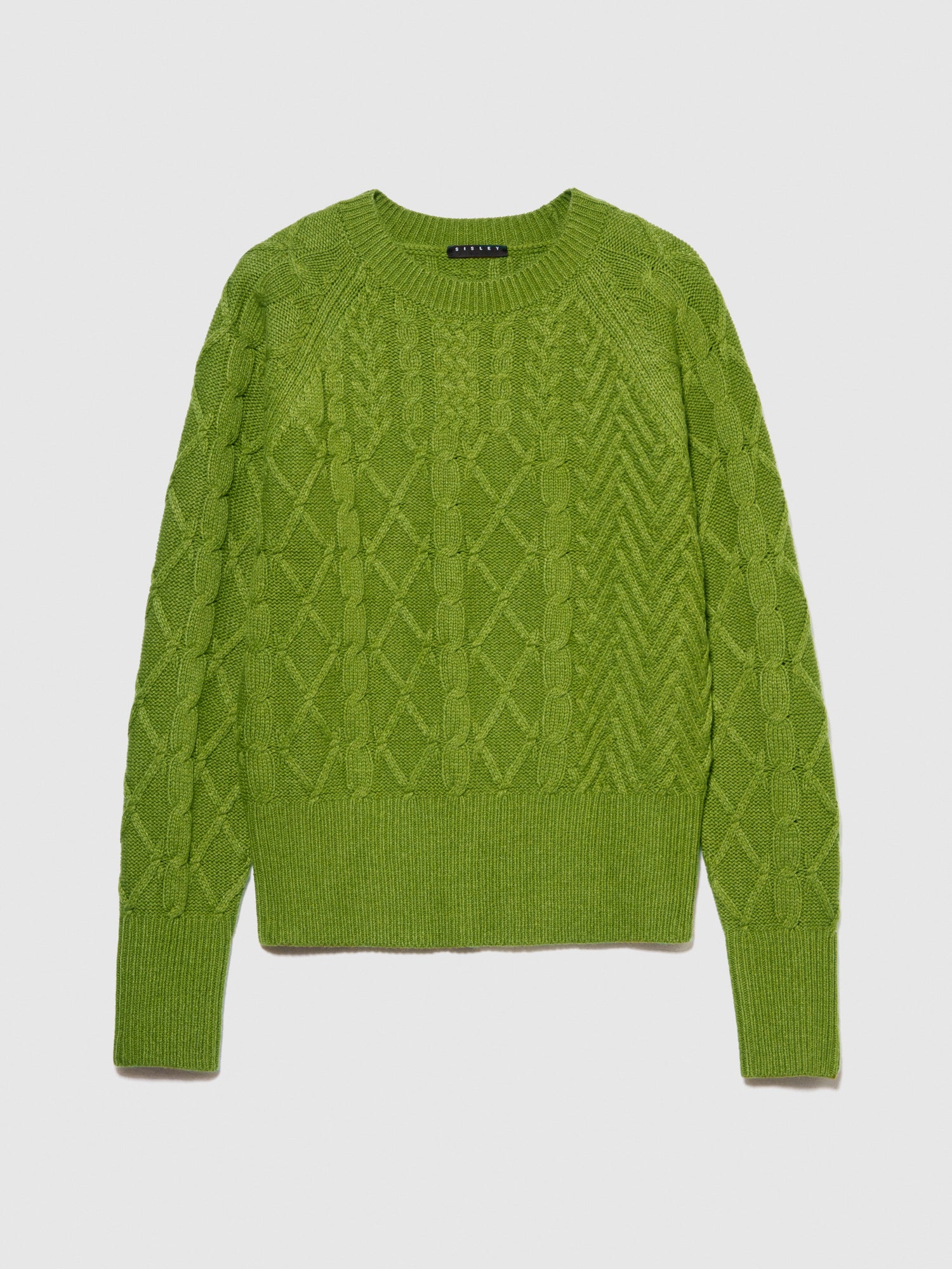 Maglia con trecce da donna verde oliva | Sisley Outlet