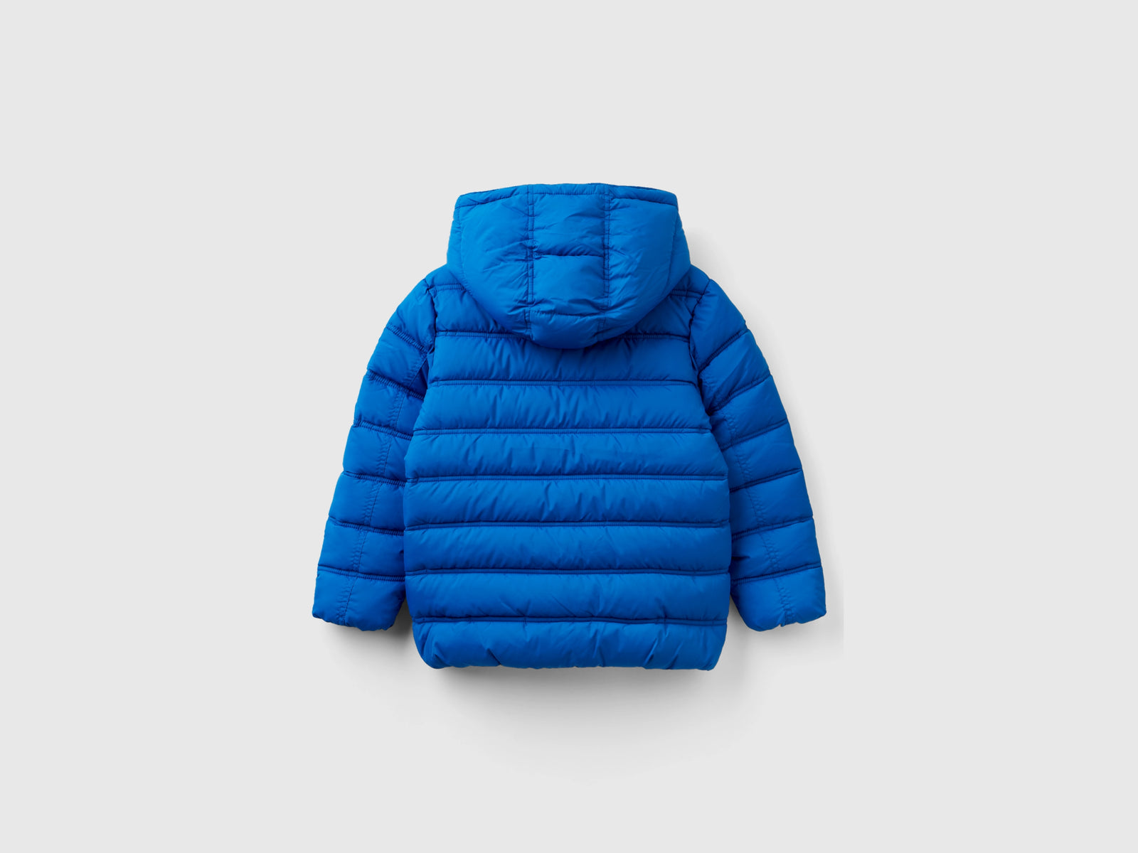 Giubbotto imbottito con cappuccio e logo da bambino bluette 2 | Benetton Outlet