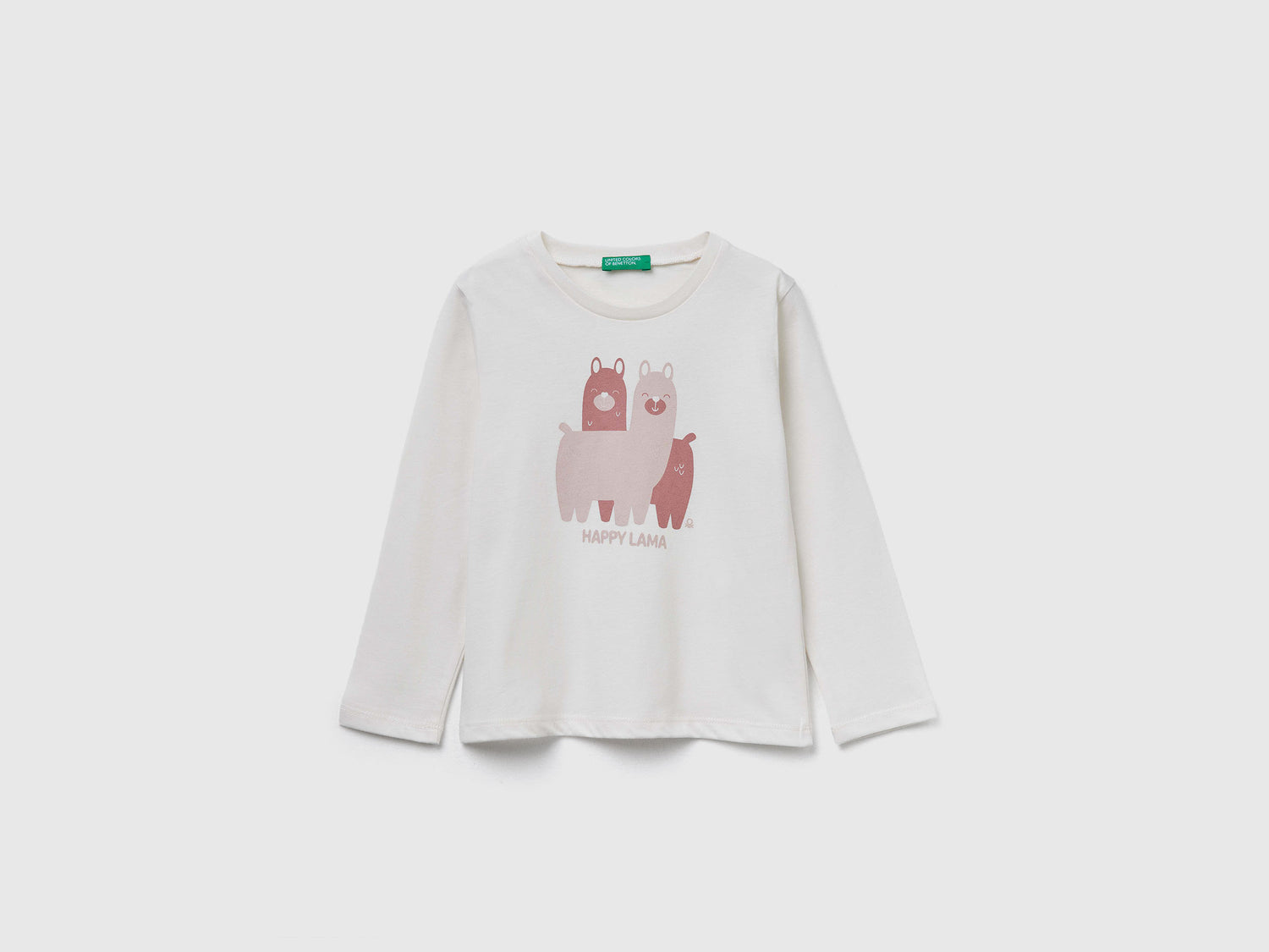 Maglietta regular fit con stampa da bimba bianco panna | Benetton Outlet