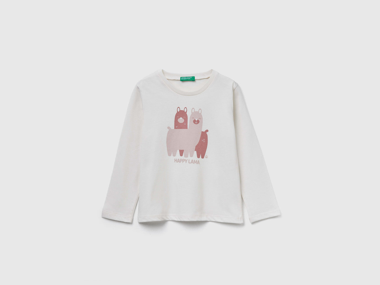 Maglietta regular fit con stampa da bimba bianco panna | Benetton Outlet