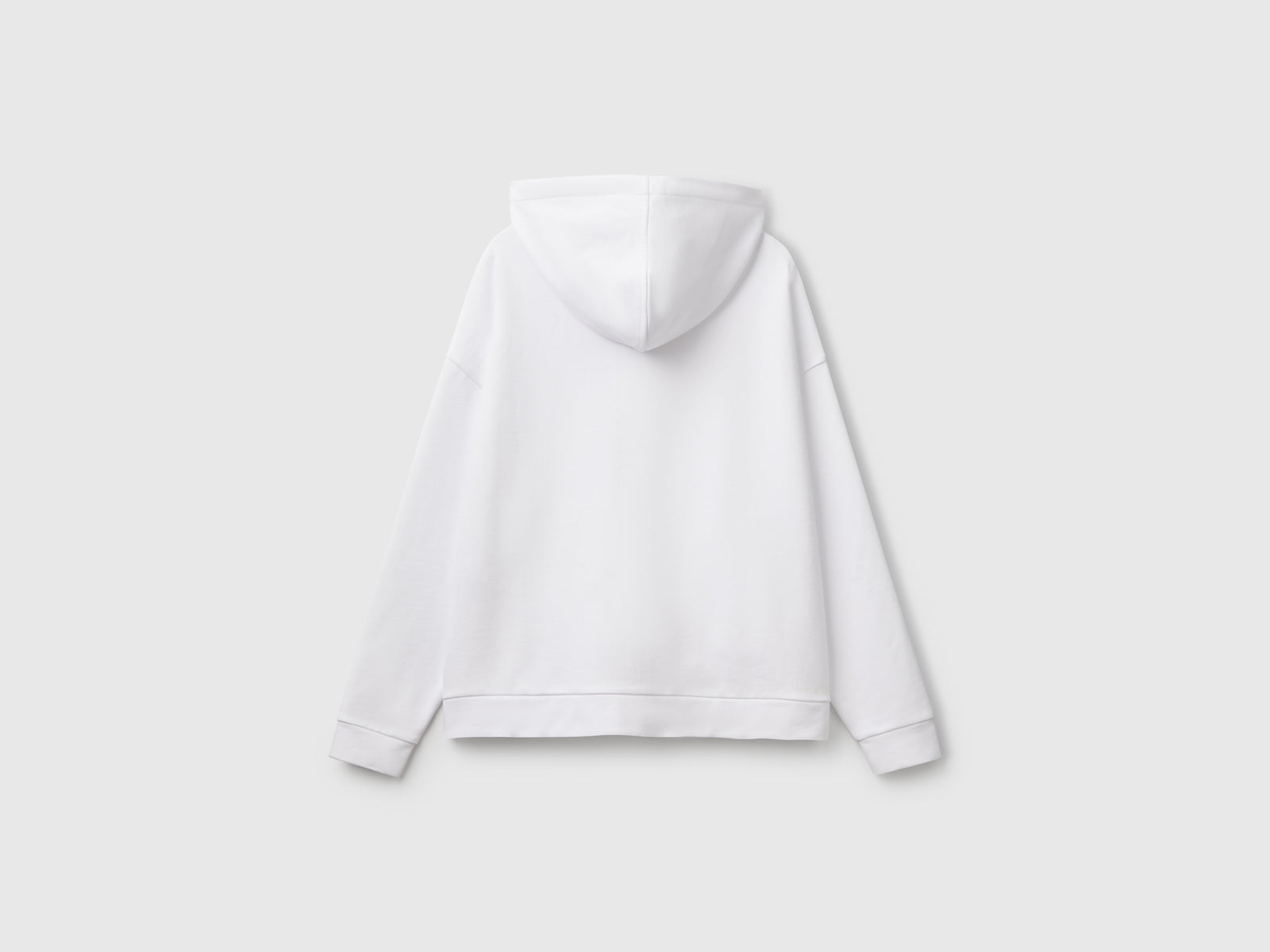Felpa 100% cotone con zip e cappuccio da donna bianco 2 | Benetton Outlet