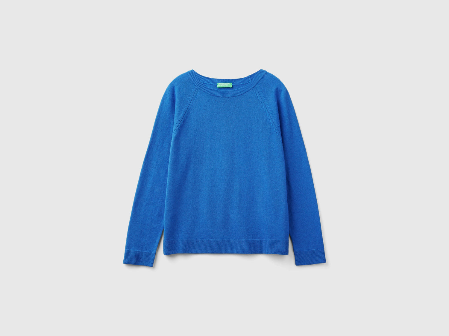 Maglia girocollo in misto lana e cashmere da donna blu | Benetton Outlet