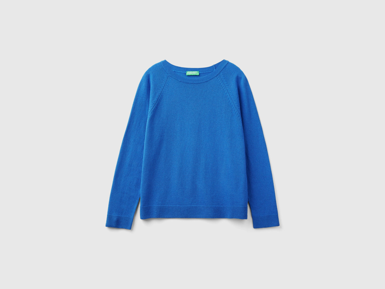 Maglia girocollo in misto lana e cashmere da donna blu | Benetton Outlet