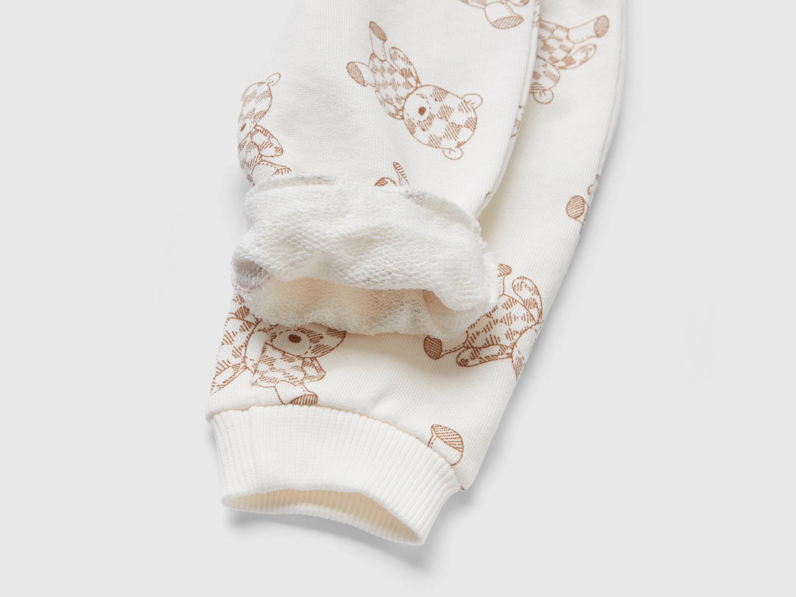 Pantaloni fantasia in felpa da neonato bianco 2 | Benetton Outlet