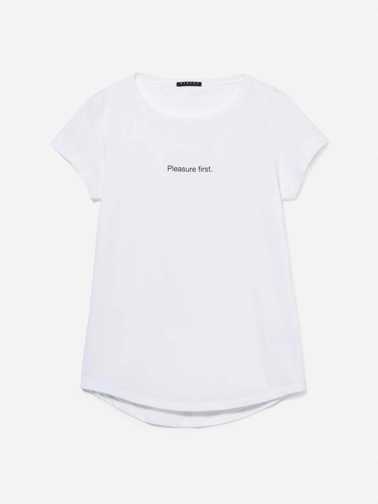 T-shirt in 100% cotone bio con stampa lettering da donna bianco | Sisley Outlet
