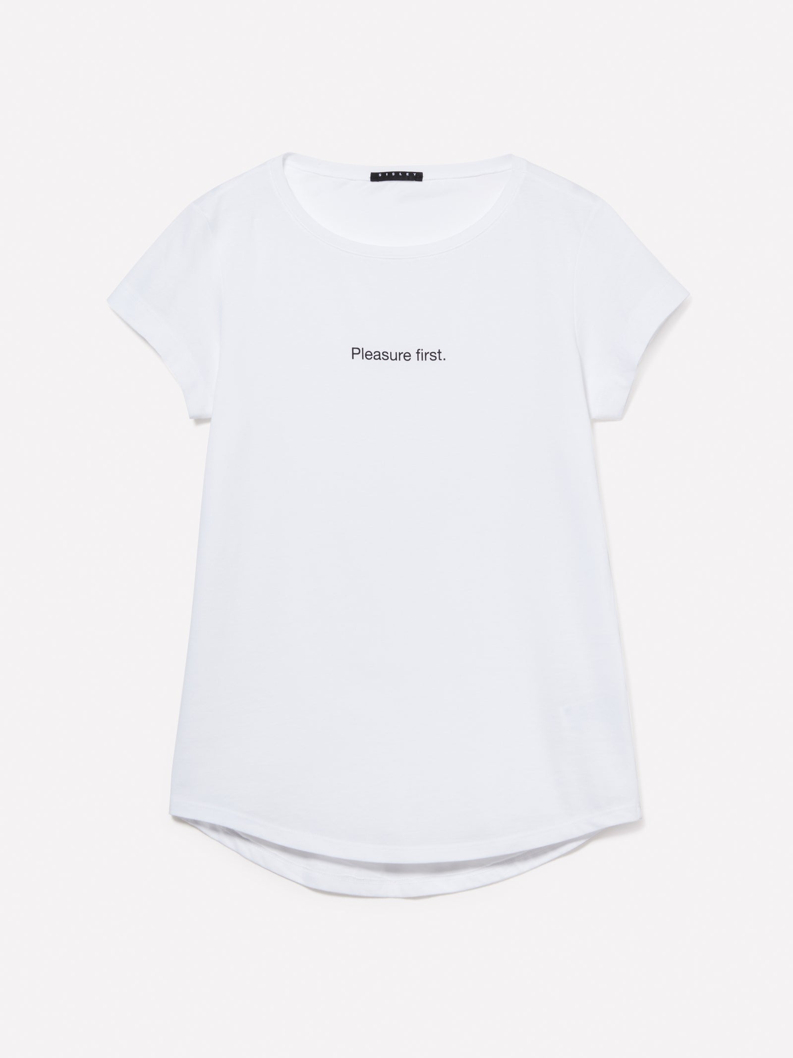 T-shirt in 100% cotone bio con stampa lettering da donna bianco | Sisley Outlet