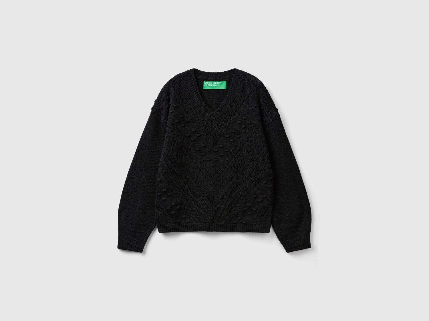 Maglia lavorata boxy fit da donna nero | Benetton Outlet