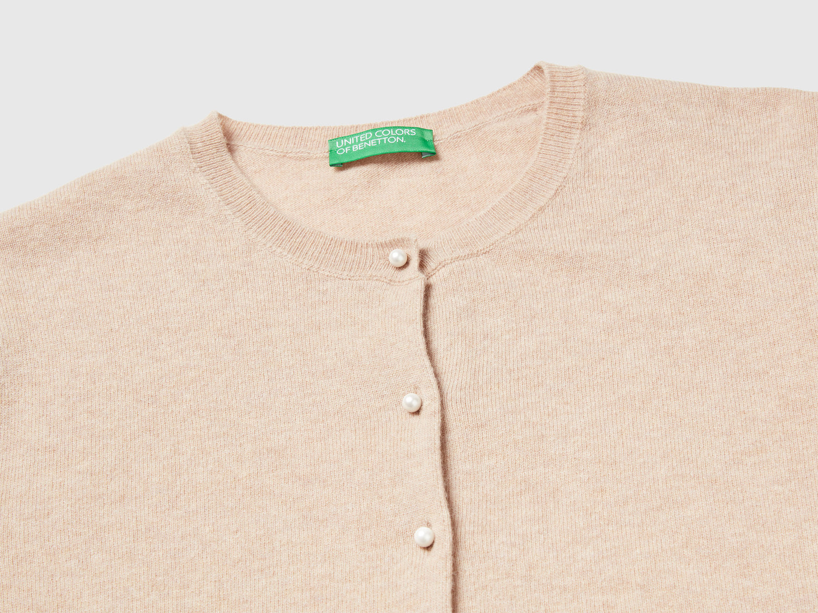 Cardigan in pura lana Merino da donna beige 3 | Benetton Outlet