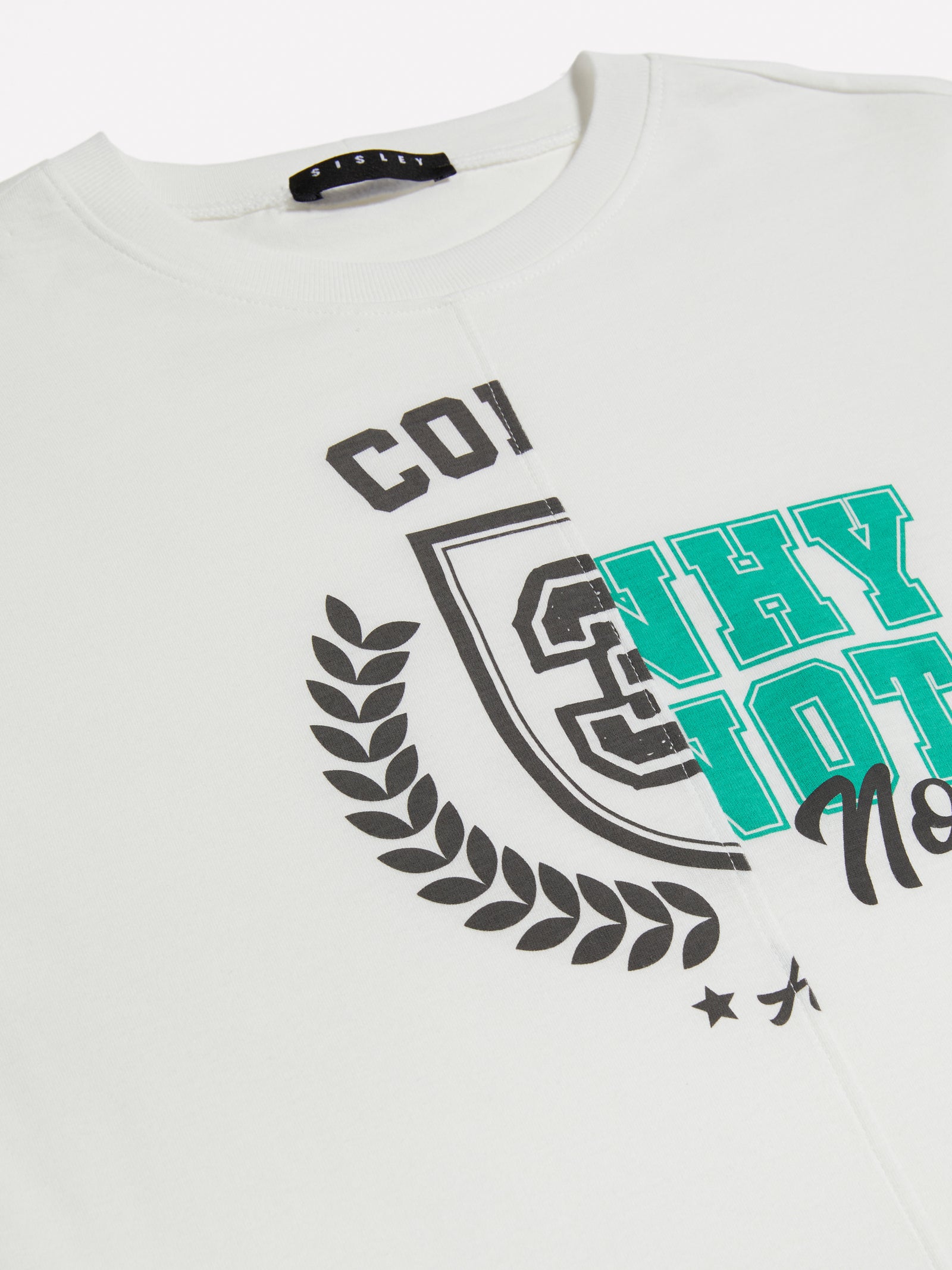 T-shirt color block con stampa da bambino bianco 2 | Sisley young Outlet