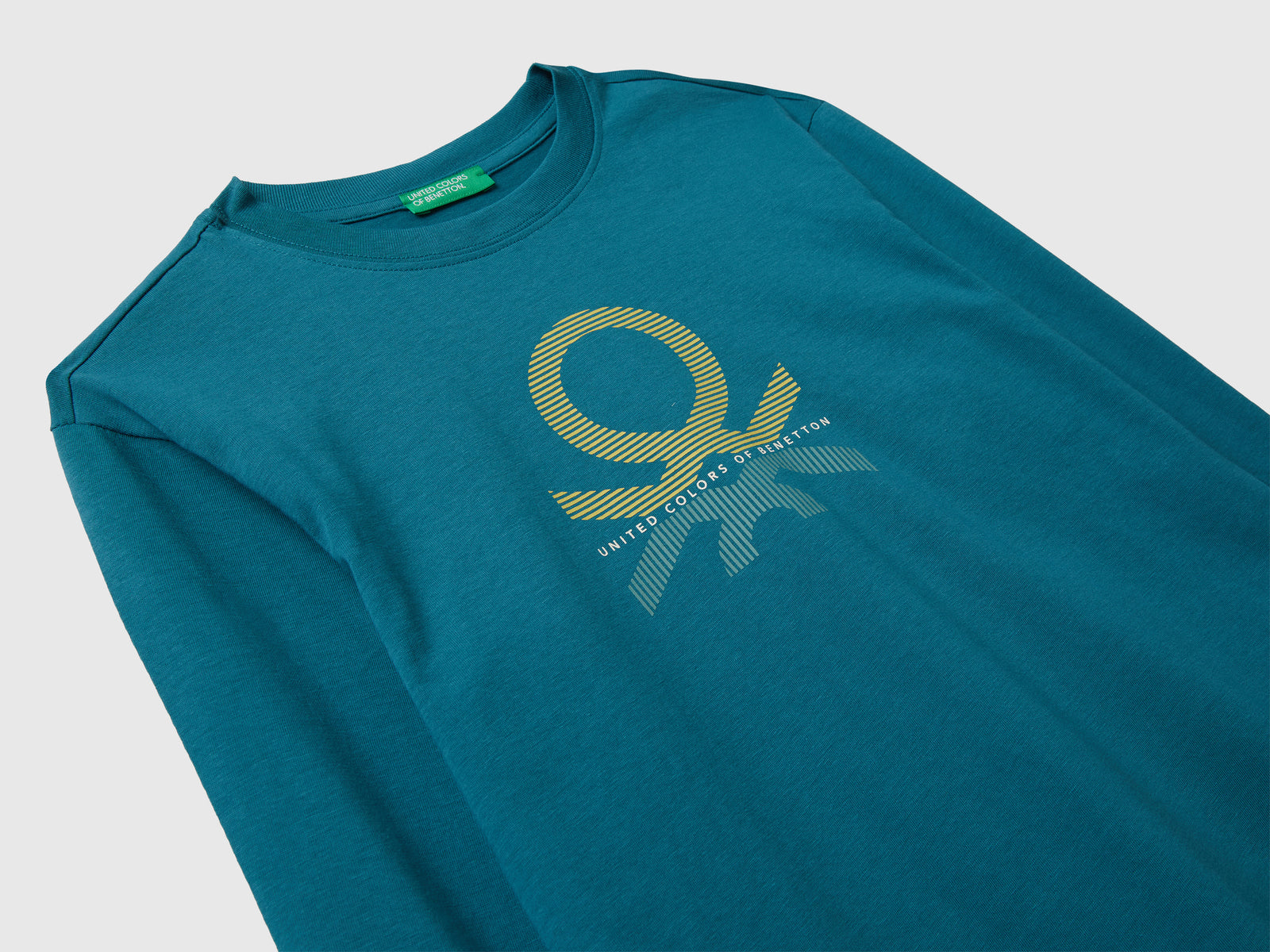 T-shirt in cotone da bambino verde ottanio 3 | Benetton Outlet