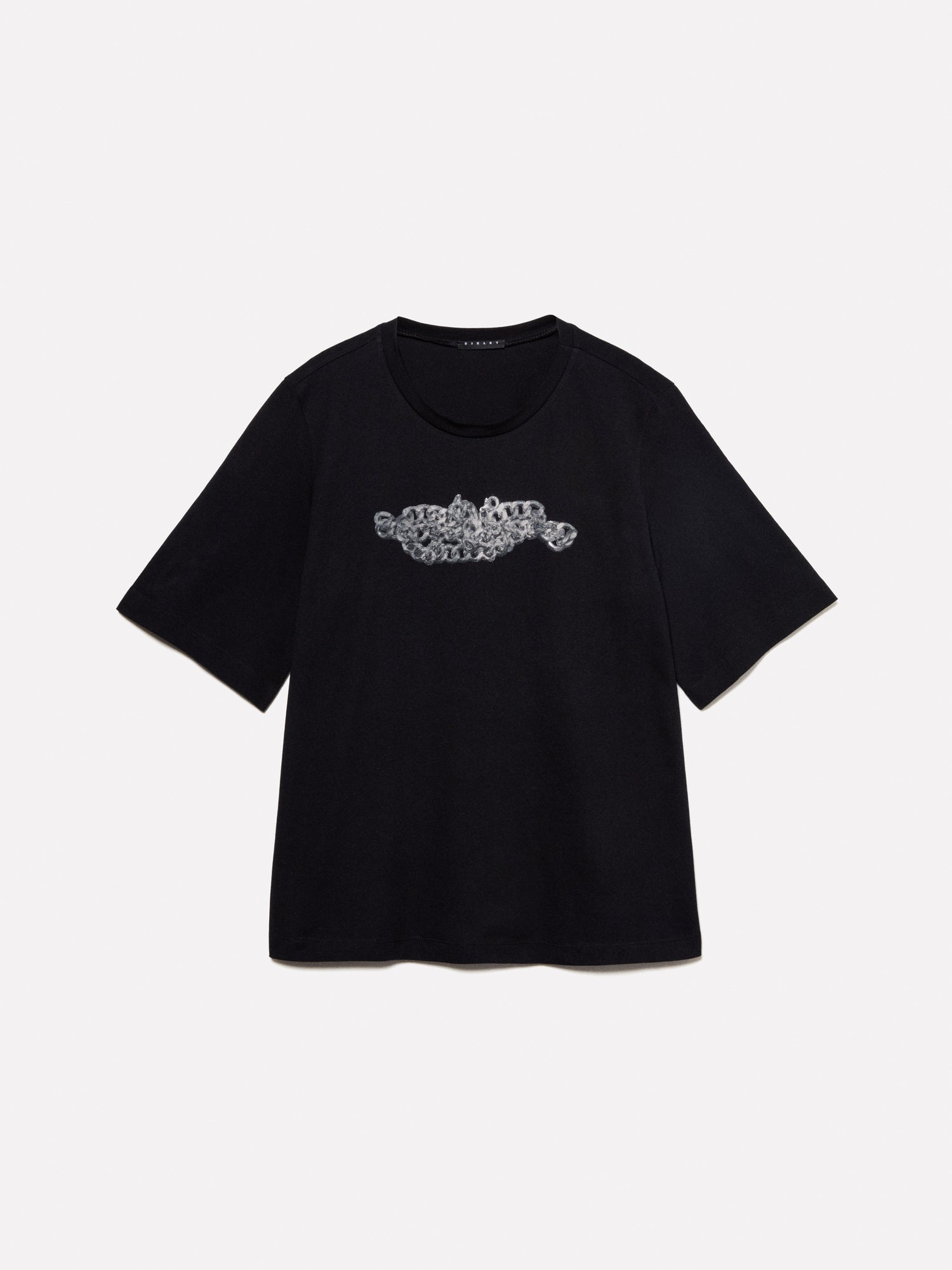T-shirt con stampa catene intrecciate da donna nero | Sisley Outlet