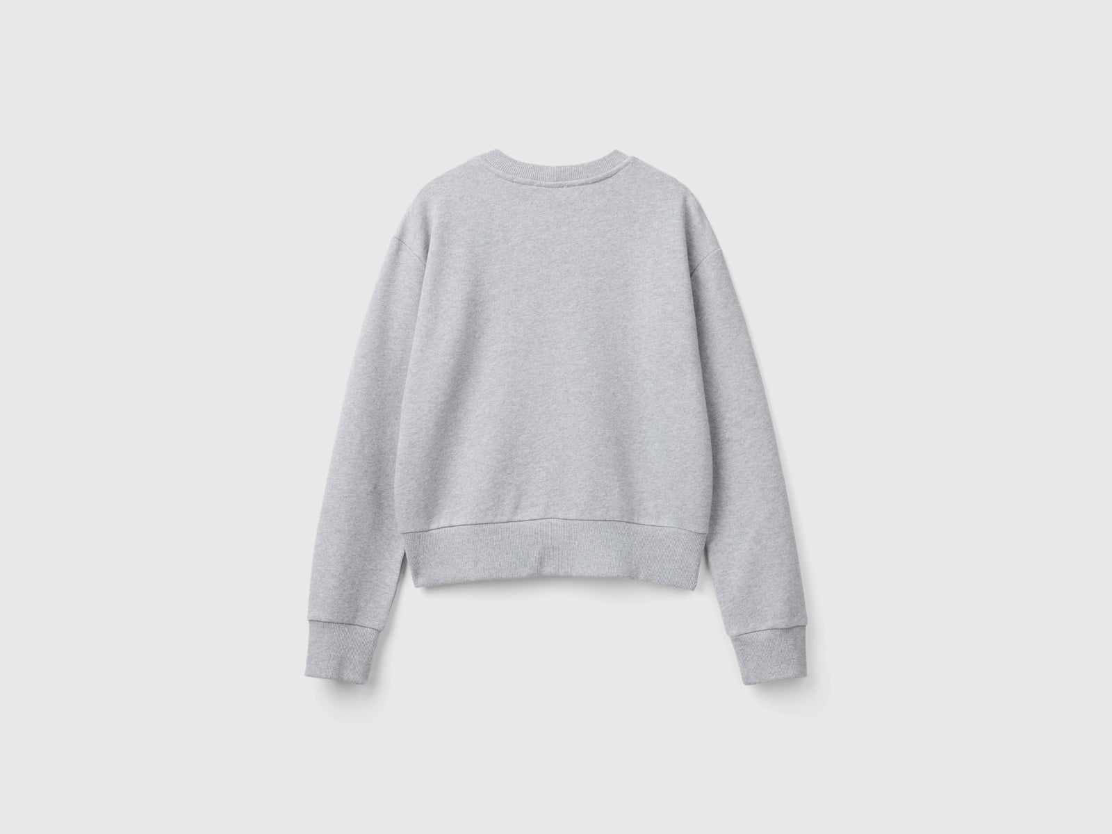 Felpa 100% cotone con stampa logo da donna grigio chiaro 2 | Benetton Outlet