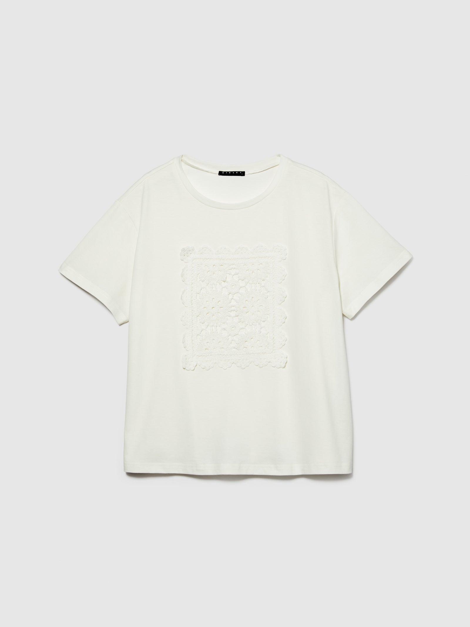 T-shirt con ricamo macramè da donna bianco | Sisley Outlet