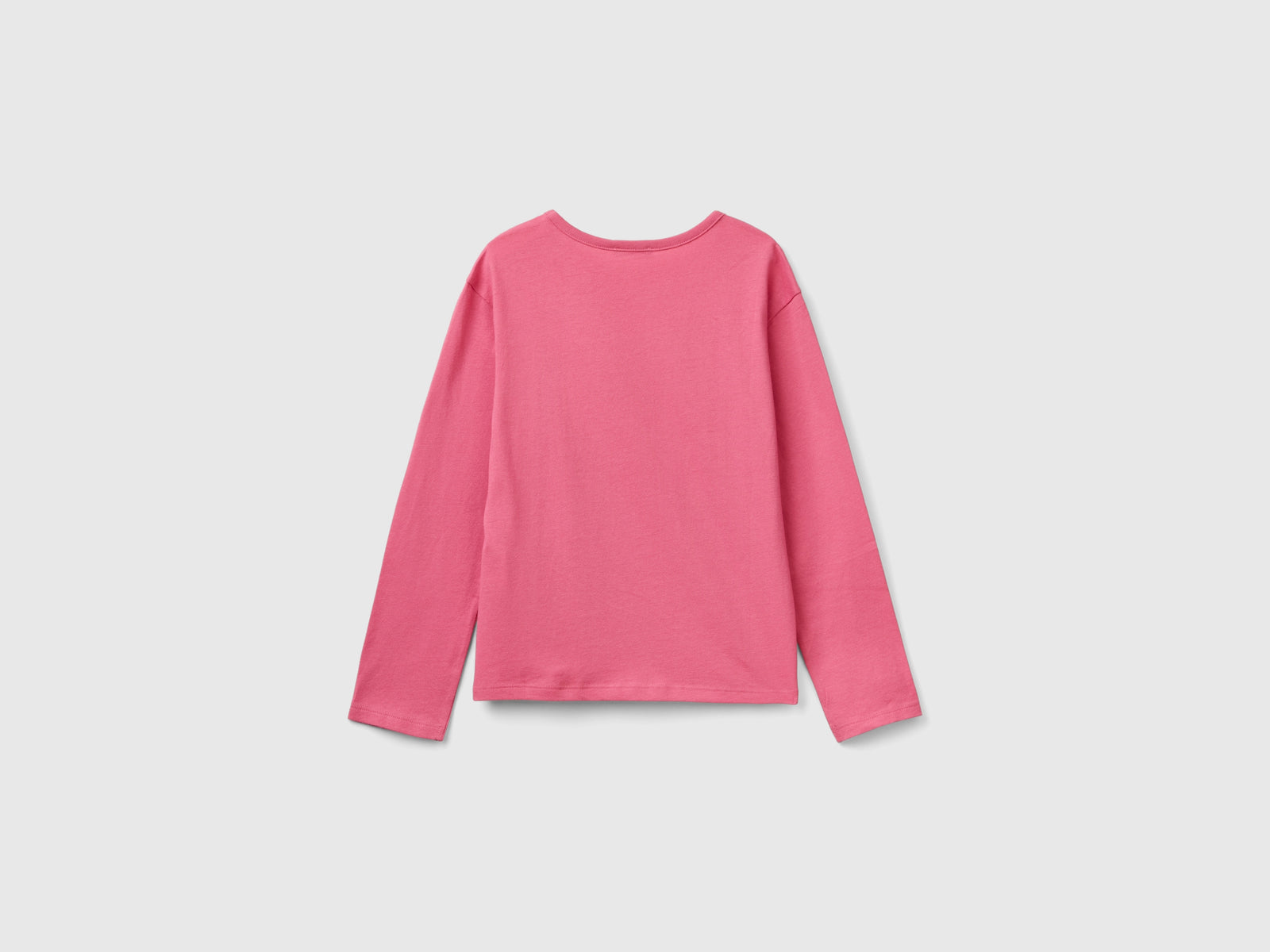 T-shirt in caldo cotone bio con paillettes da bambina rosa 2 | Benetton Outlet