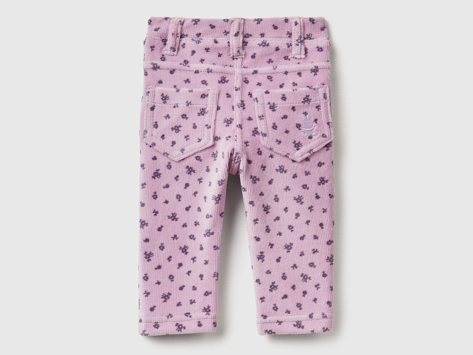 Pantaloni con stampa fantasia in ciniglia da neonato rosa 2 | Benetton Outlet