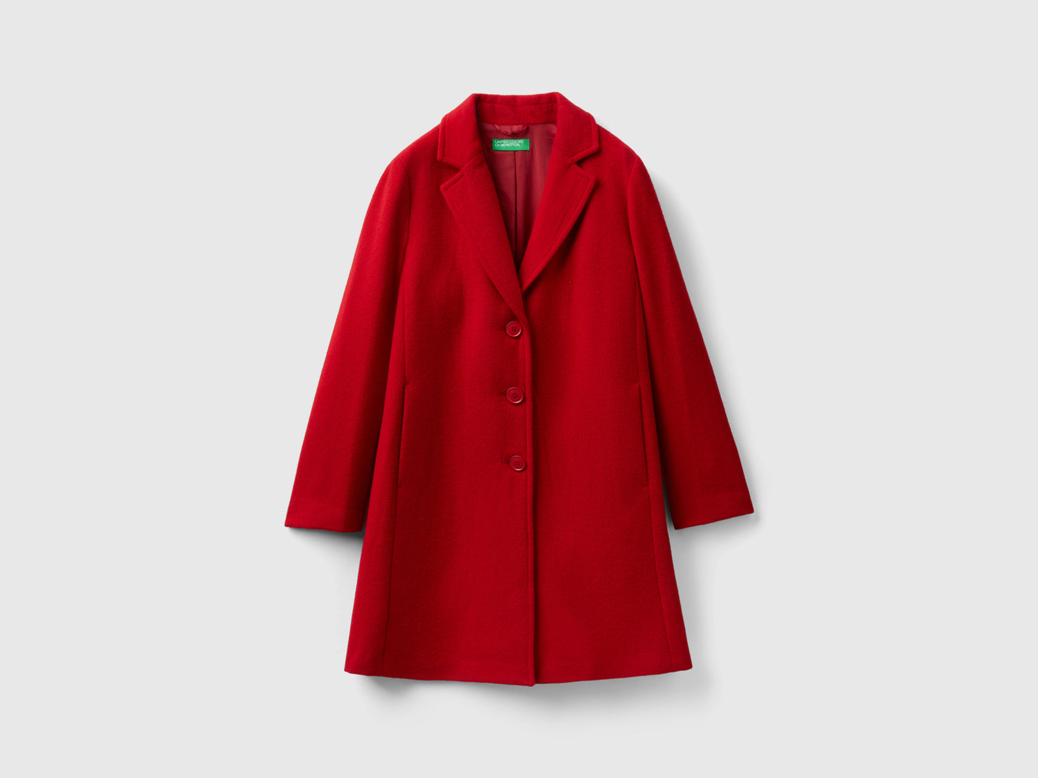 Cappotto corto in panno misto lana da donna rosso | Benetton Outlet