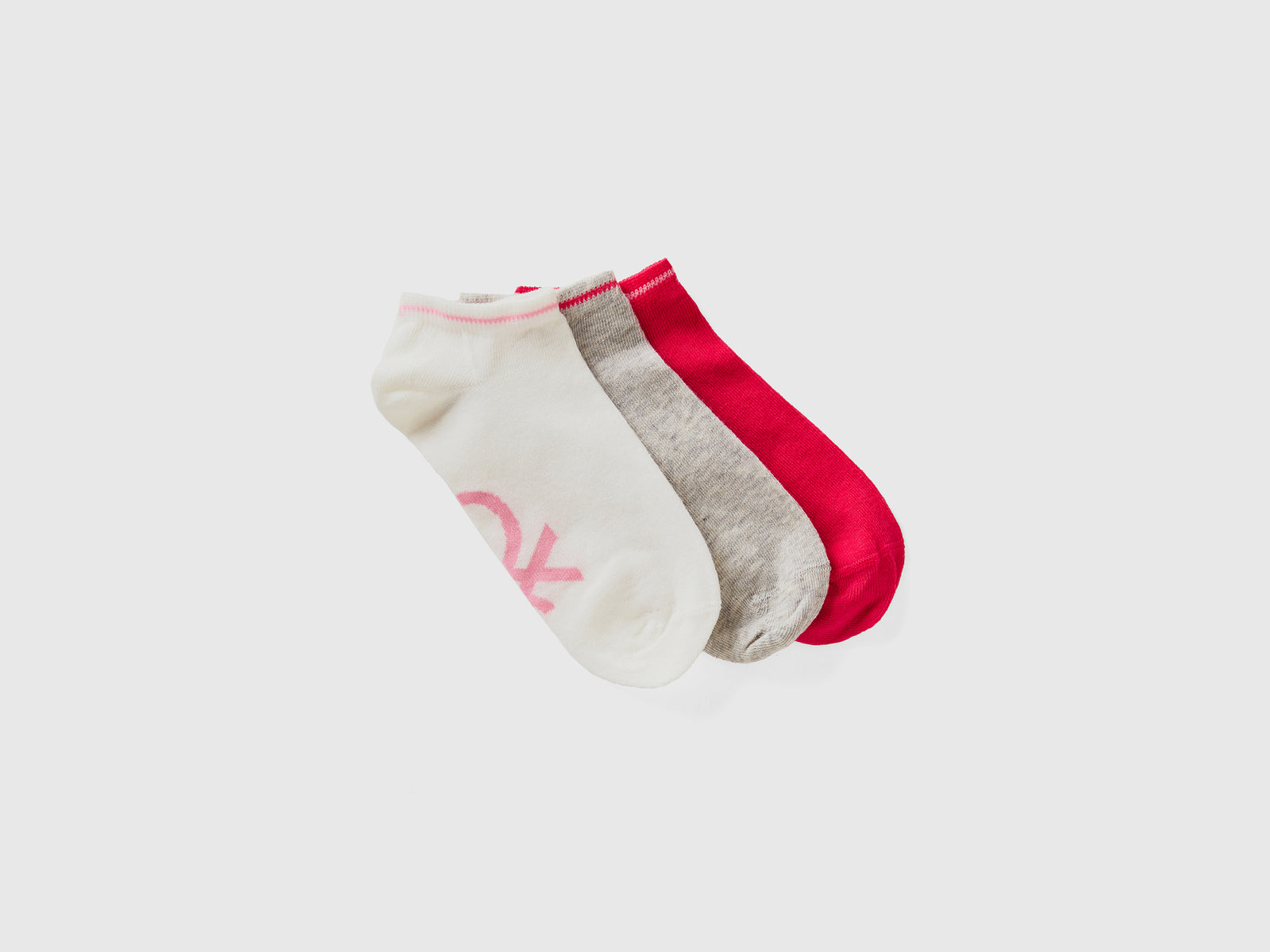 Calzini corti rossi, grigi e bianchi da bambino multi-color | Benetton Outlet