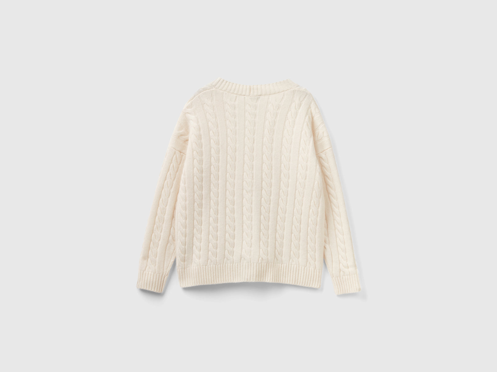 Cardigan over fit con trecce da donna bianco panna 3 | Benetton Outlet