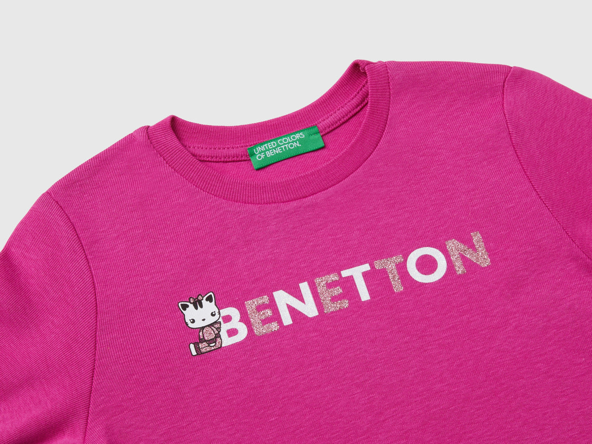 T-shirt con stampa glitter in cotone bio