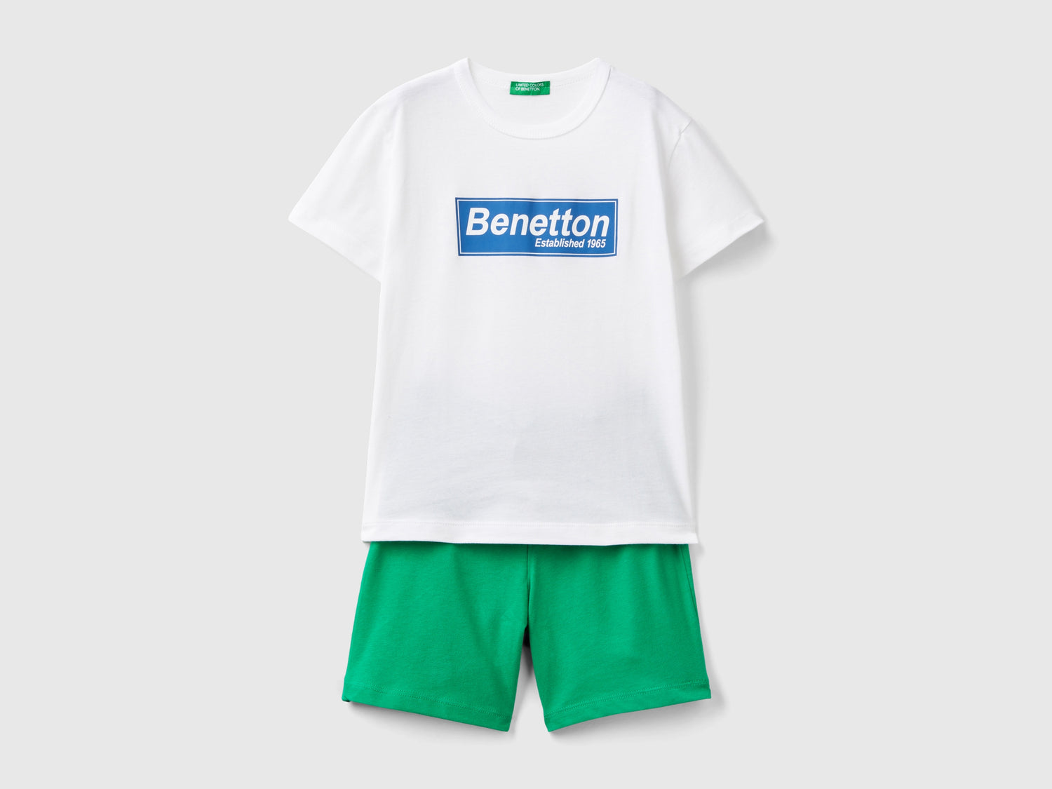 Completo t-shirt e bermuda 100% cotone da bimbo bianco | Benetton Outlet