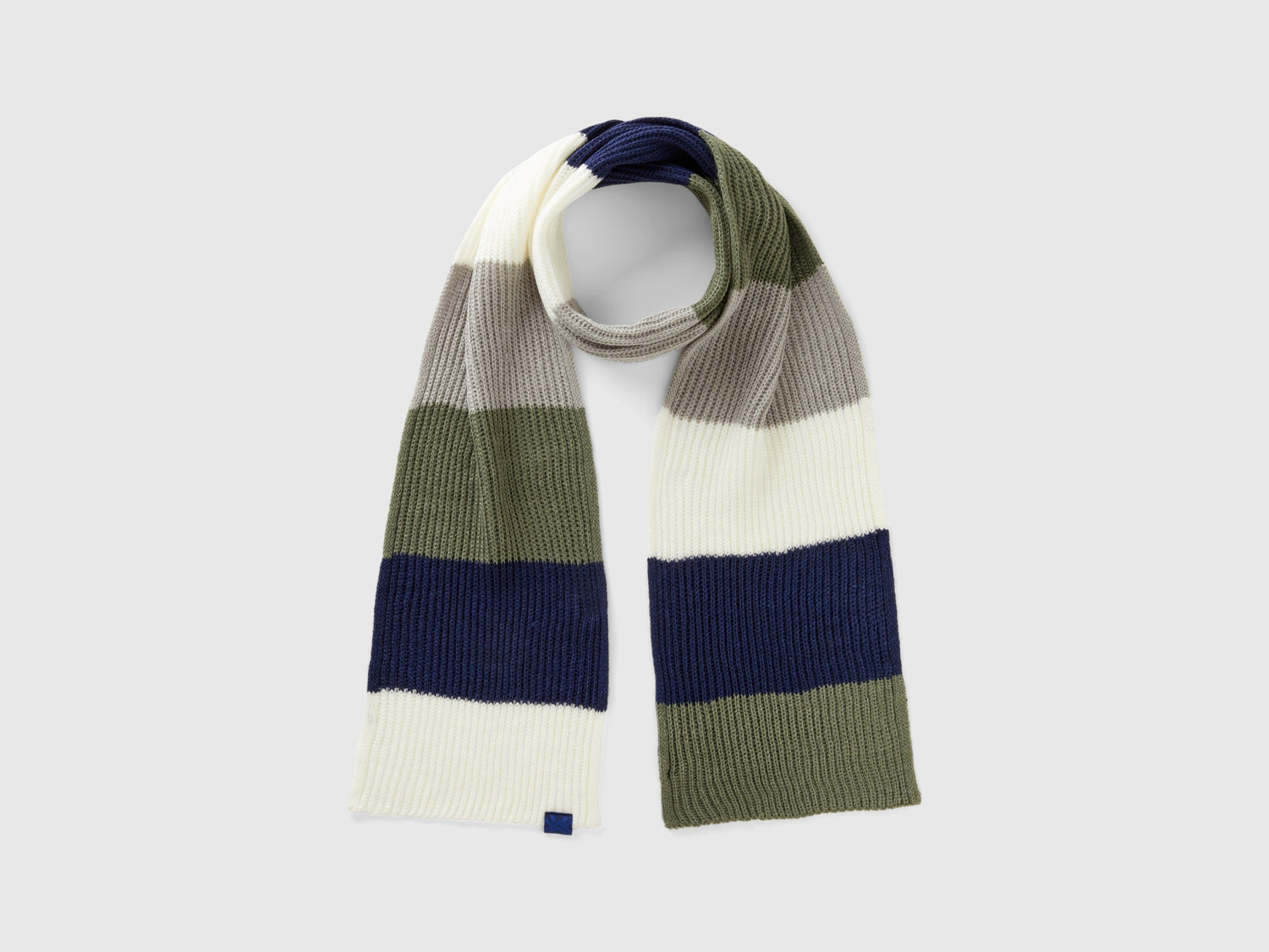 Sciarpa a righe da bambino verde militare | Benetton Outlet