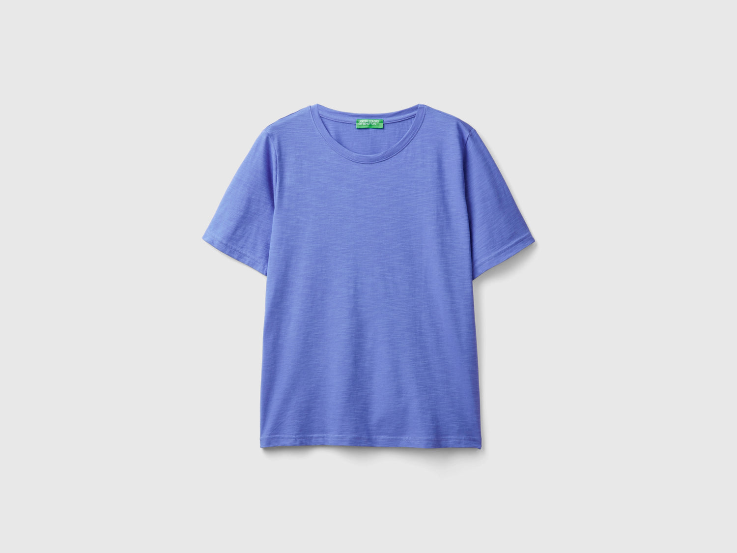 T-shirt girocollo in cotone fiammato da donna pervinca | Benetton Outlet
