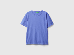 T-shirt girocollo in cotone fiammato