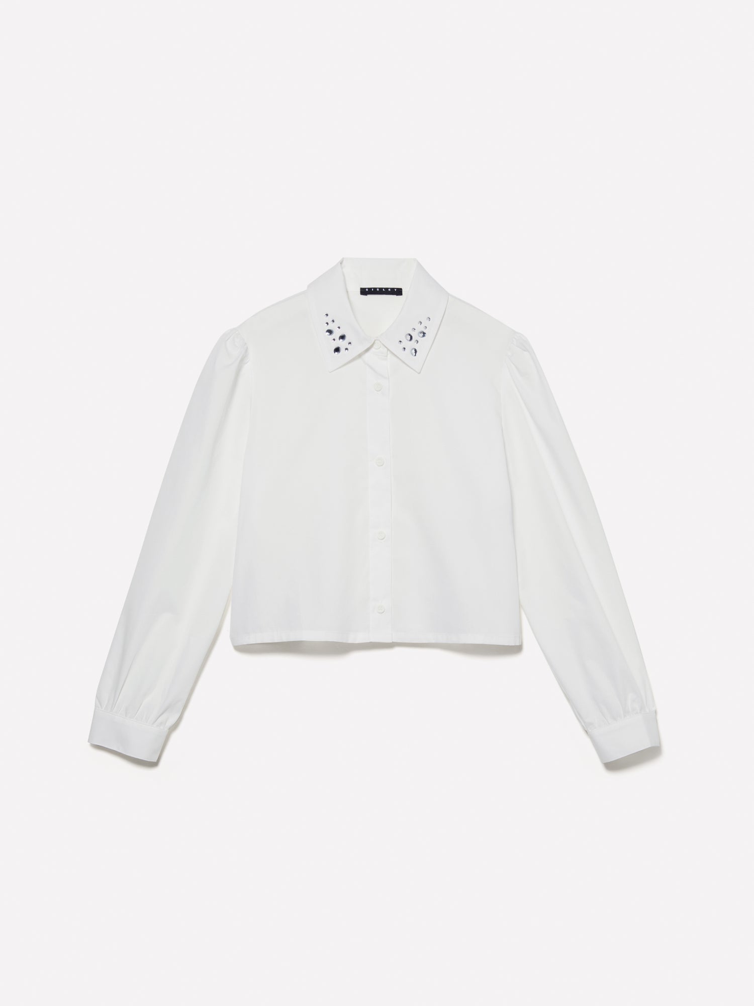 Camicia cropped con strass da bambina bianco | Sisley young Outlet