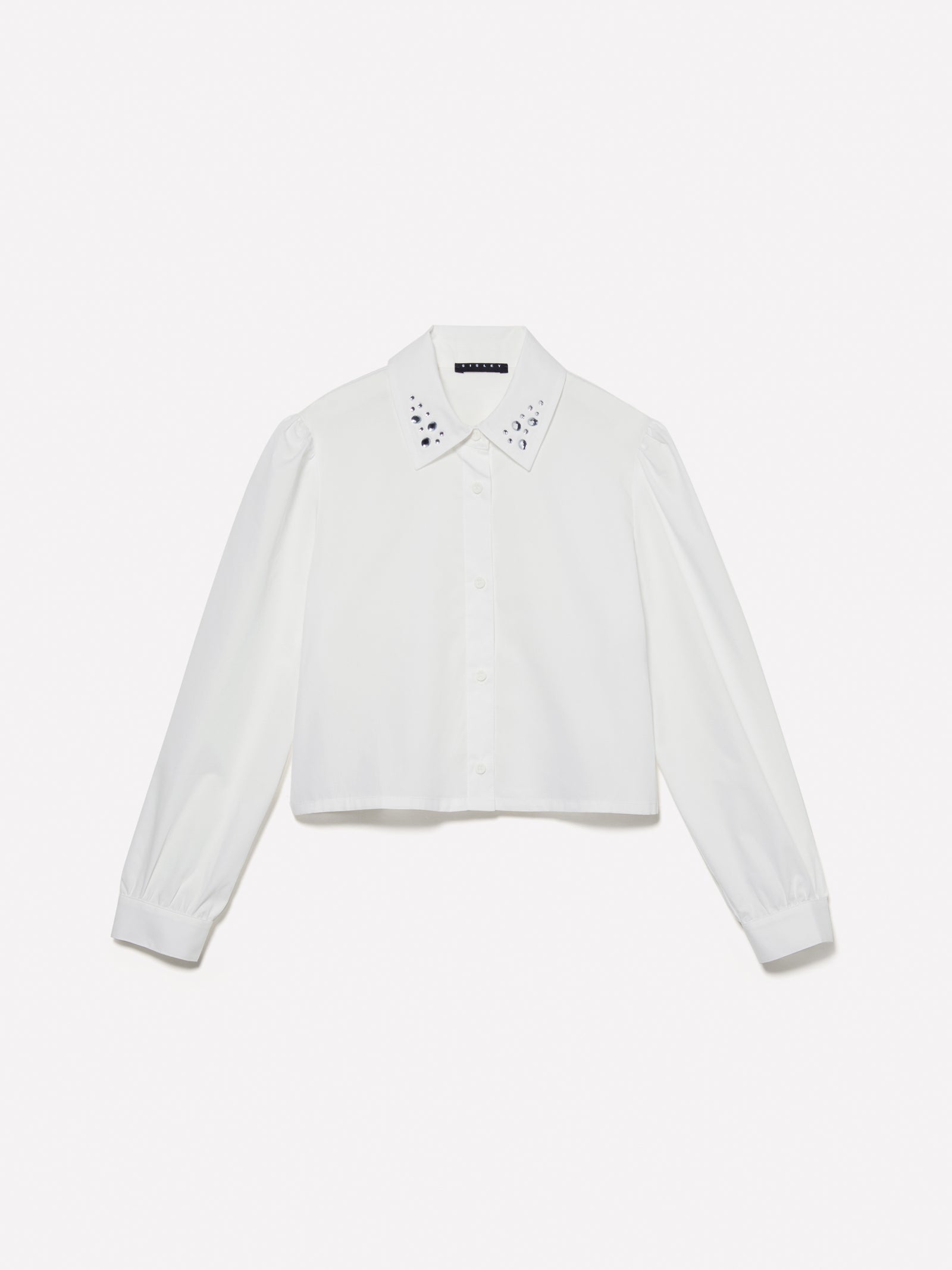 Camicia cropped con strass da bambina bianco | Sisley young Outlet