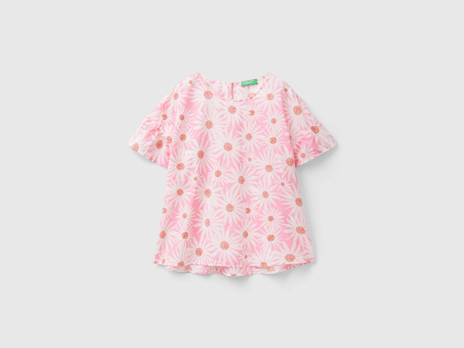 Blusa fantasia in cotone leggero da donna rosa | Benetton Outlet