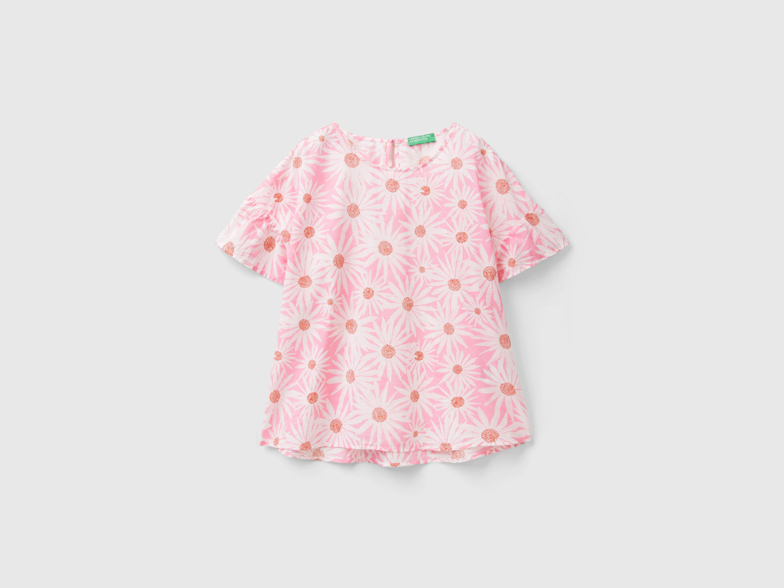 Blusa fantasia in cotone leggero da donna rosa | Benetton Outlet