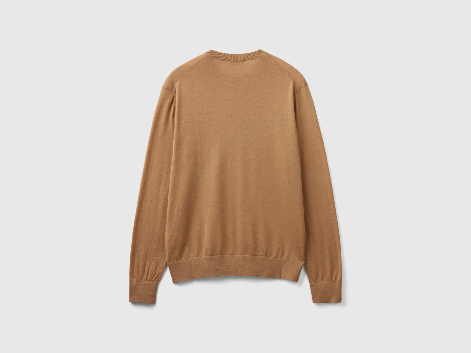 Camel pure Merino wool jumper da uomo beige 2 | Benetton Outlet