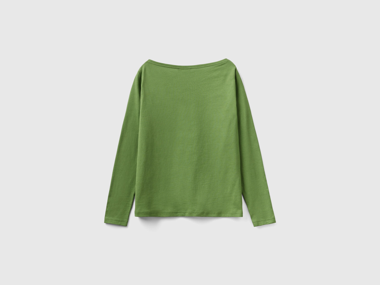 T-shirt con scollo a barchetta 100% cotone da donna verde militare 2 | Benetton Outlet