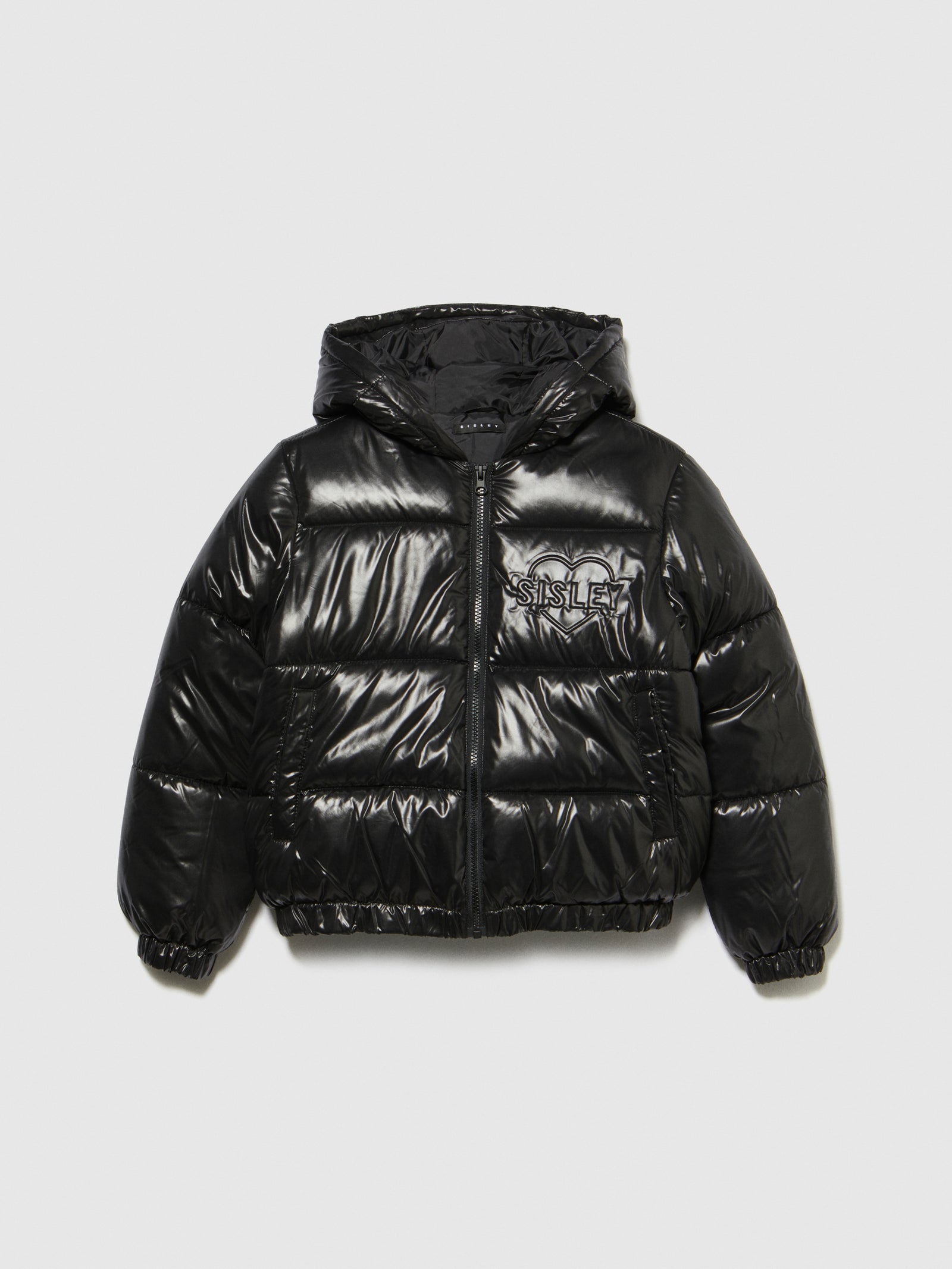 Giubbotto imbottito con stampa a rilievo da bambina nero | Sisley young Outlet