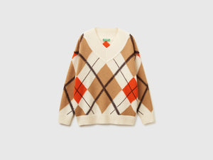 Maglione con intarsio rombi