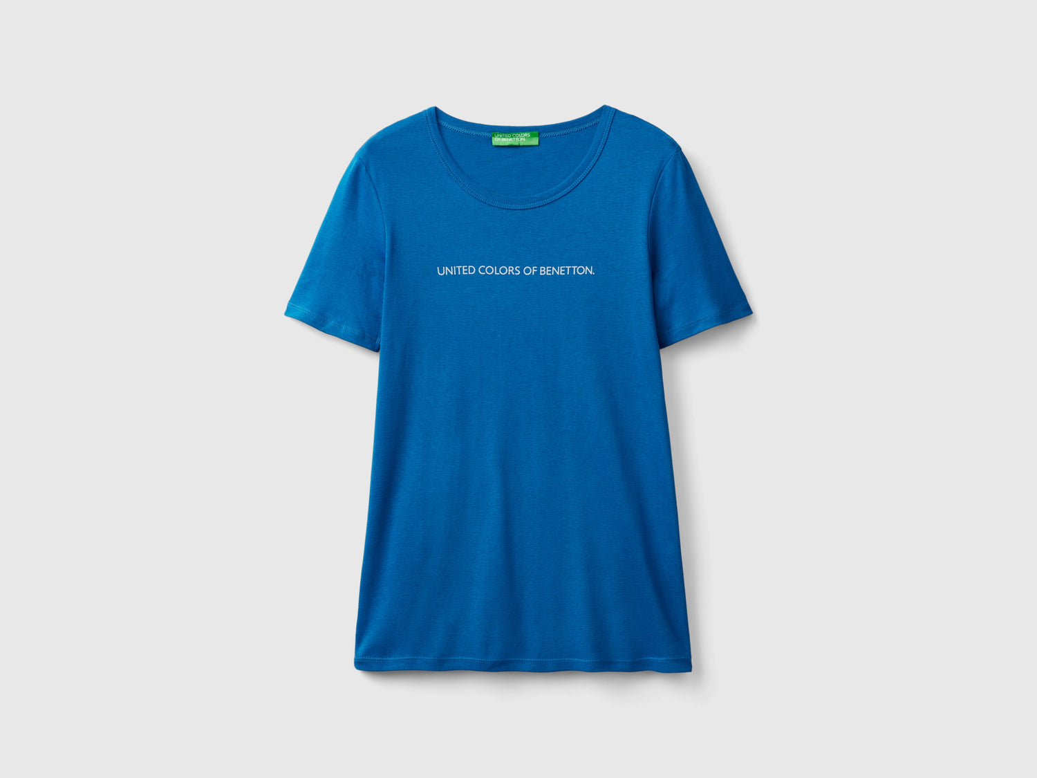 T-shirt 100% cotone con stampa logo glitter da donna avio | Benetton Outlet