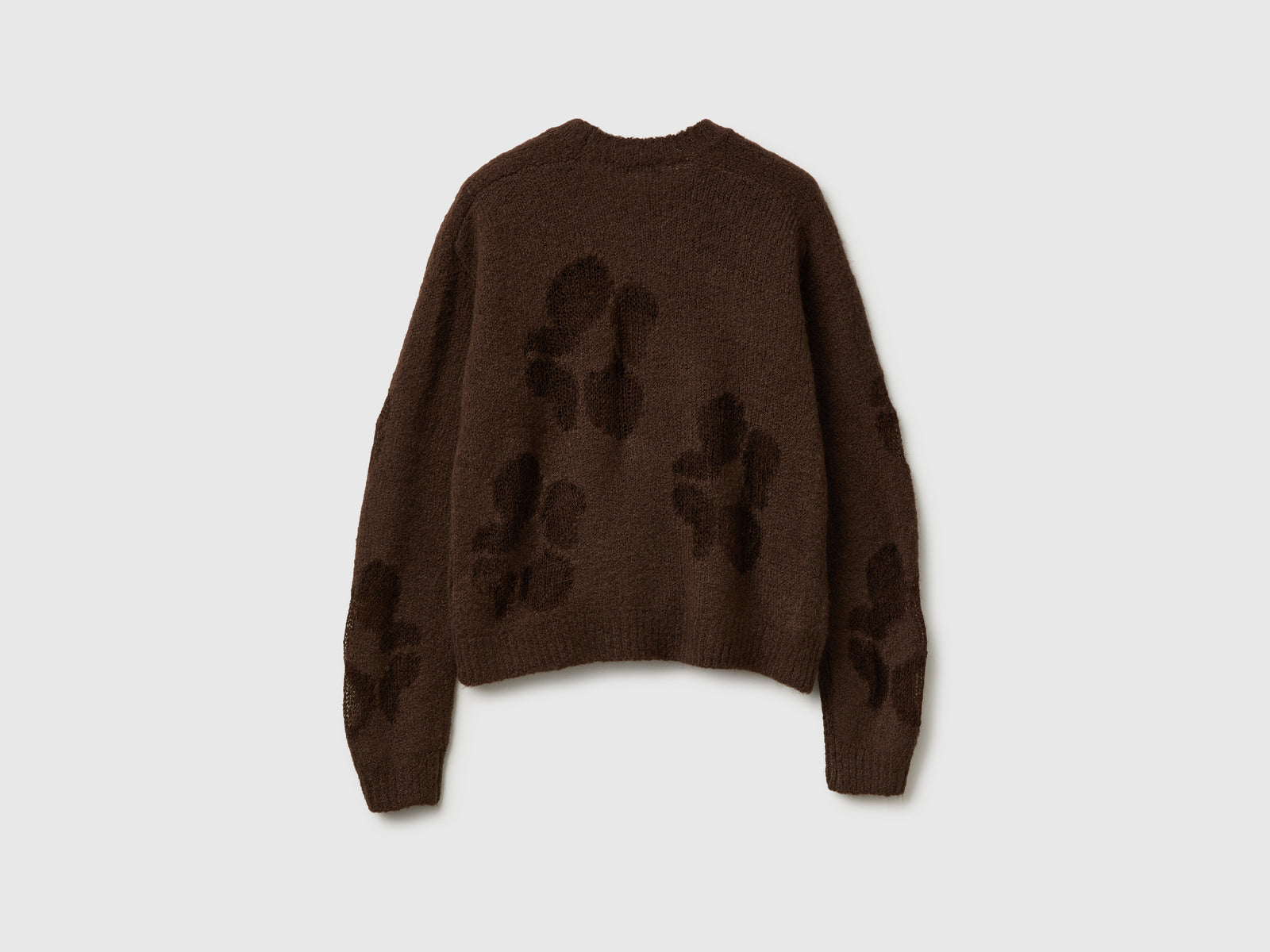 Maglia con intarsio fiori da donna marrone 2 | Benetton Outlet