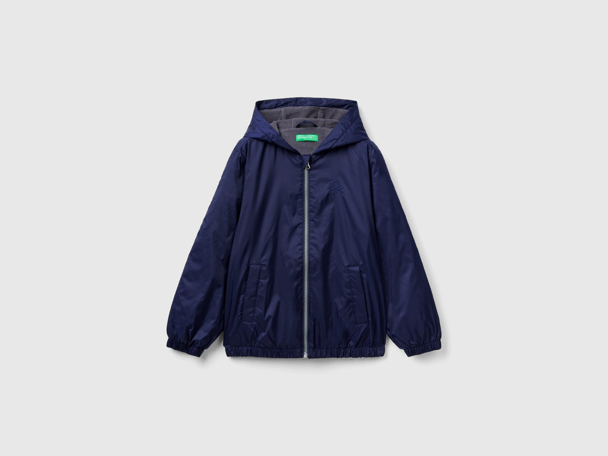 Giubbino in nylon con zip e cappuccio