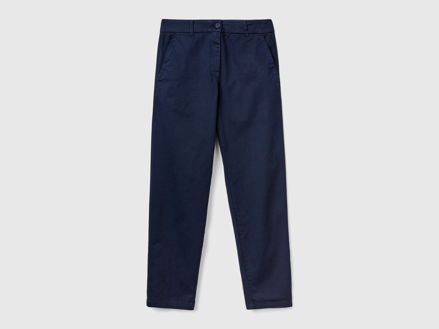 Pantaloni chino in cotone stretch da donna blu scuro | Benetton Outlet