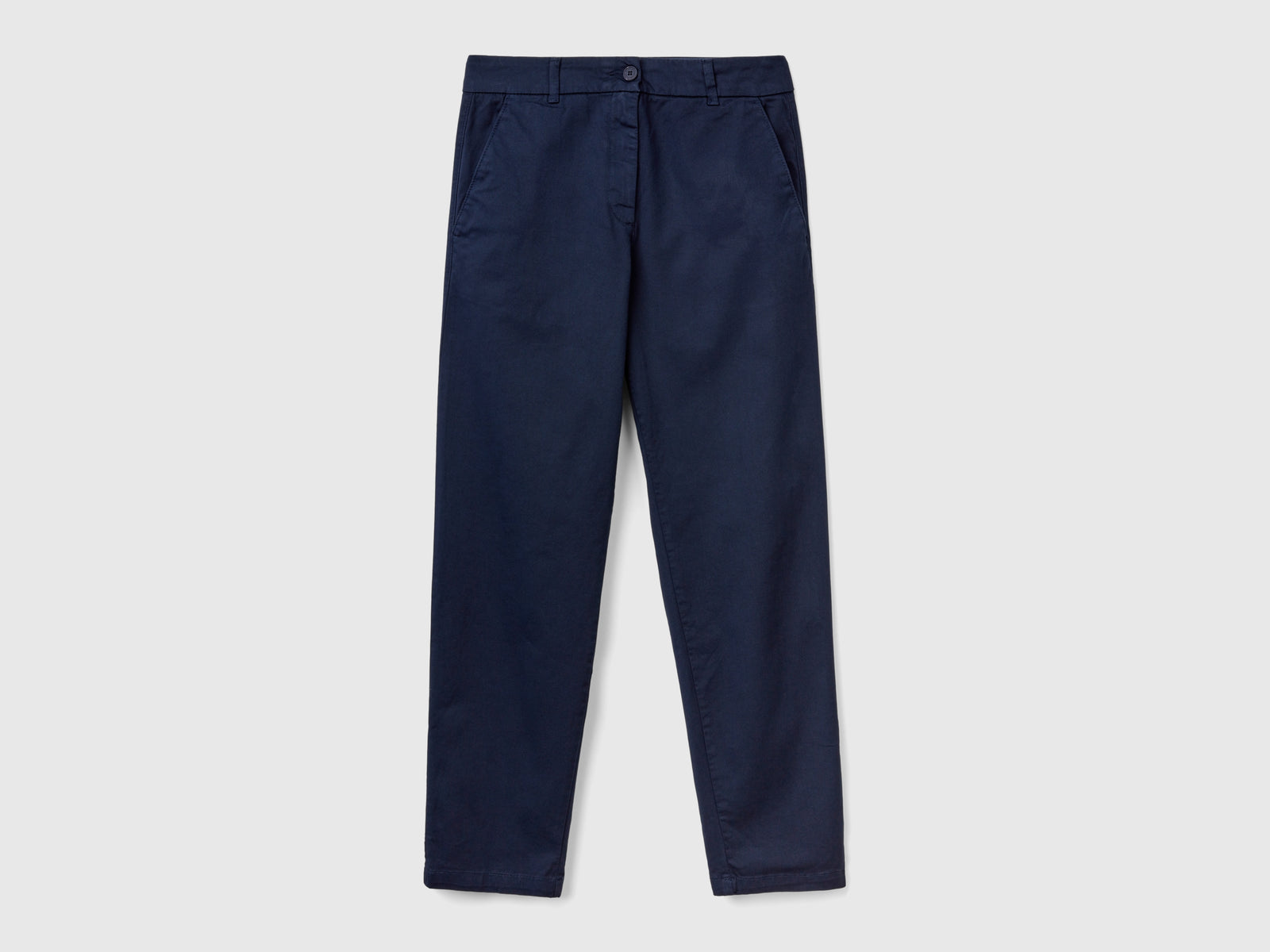 Pantaloni chino in cotone stretch da donna blu scuro | Benetton Outlet