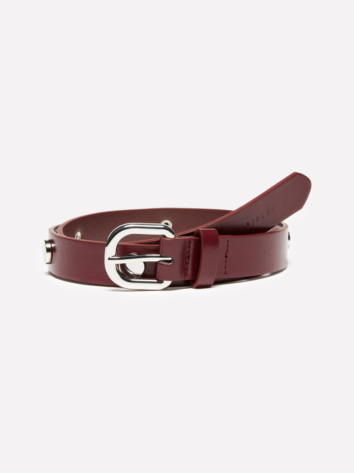 Cintura bordeaux con borchie