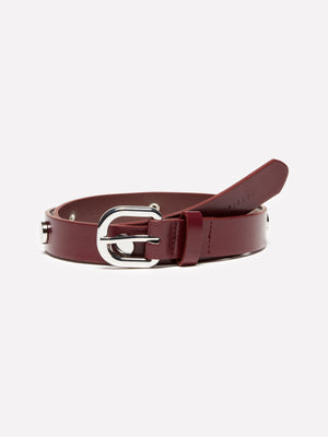 Cintura bordeaux con borchie