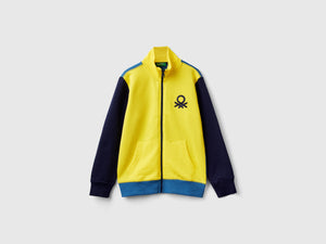 Felpa con zip in puro cotone