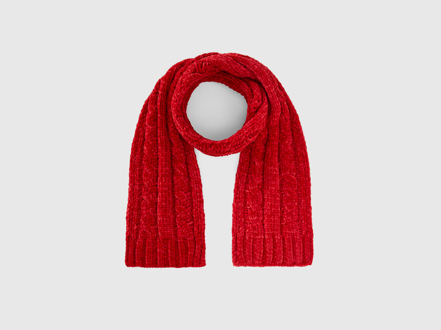 Sciarpa in ciniglia con trecce da bimbo rosso | Benetton Outlet