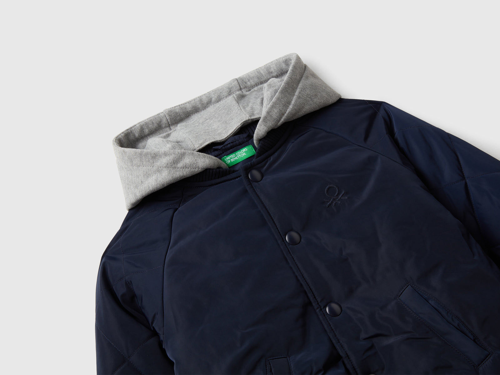 Giubbino bomber con cappuccio staccabile da bimbo blu scuro 3 | Benetton Outlet